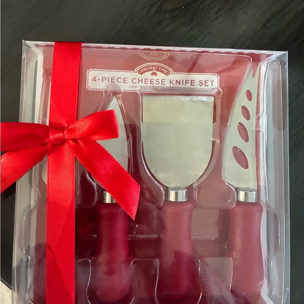 Holiday Time Red 4-Piece Cheese Knife Set